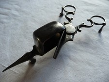 Zabytkowe nożyce do knotów, nożyce do tynku lekkiego, gaśnica świec, Anglia, kute żelazo