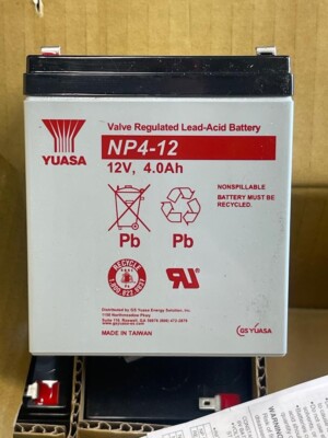 YUASA Valve Regulated Lead-Acid Battery NP4-12 12 Volt 4.0AH  NEW