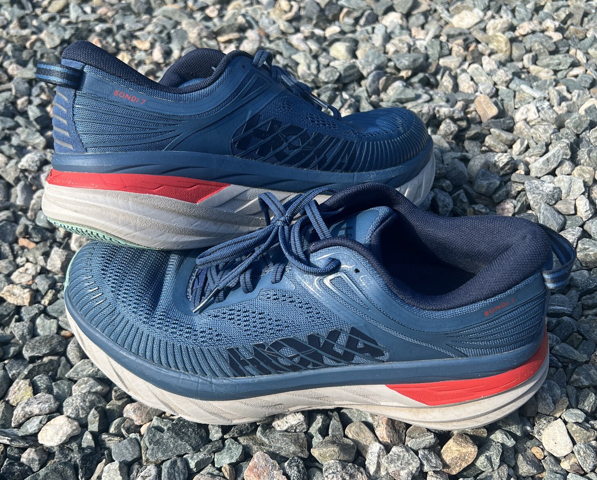 Hoka One One Bondi 7 Mens Size 8.5 Gray Blue Running Shoes  display picture 2