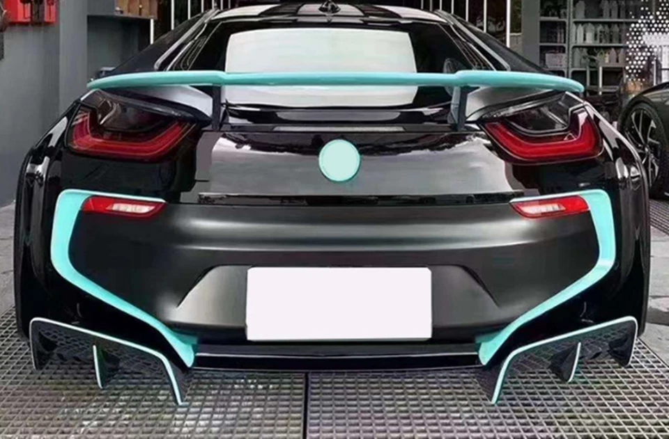 Placa trasera de parachoques exterior de fibra de carbono real estilo TOP para BMW I8 2015-2021 Foto 2 de 4