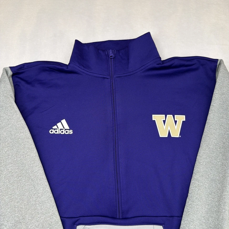 Men’s University of Washington UW Huskies Adidas Full Zip Jacket Front Pocket XL - Image 4 of 4