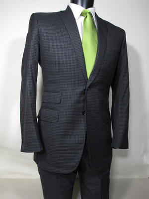 Tom James Royal Classic Suit 40 41 Holland Sherry Charcoal Black Gingham Check