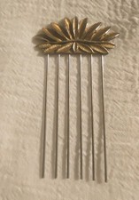 1950-1960's Metal Hair Comb Gilded Or Gold-Tone Metal 3.75" Long 2" Wide