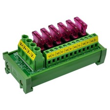 DC Power Fuse Distribution Strip Module 6 Position, DIN Rail Mount 