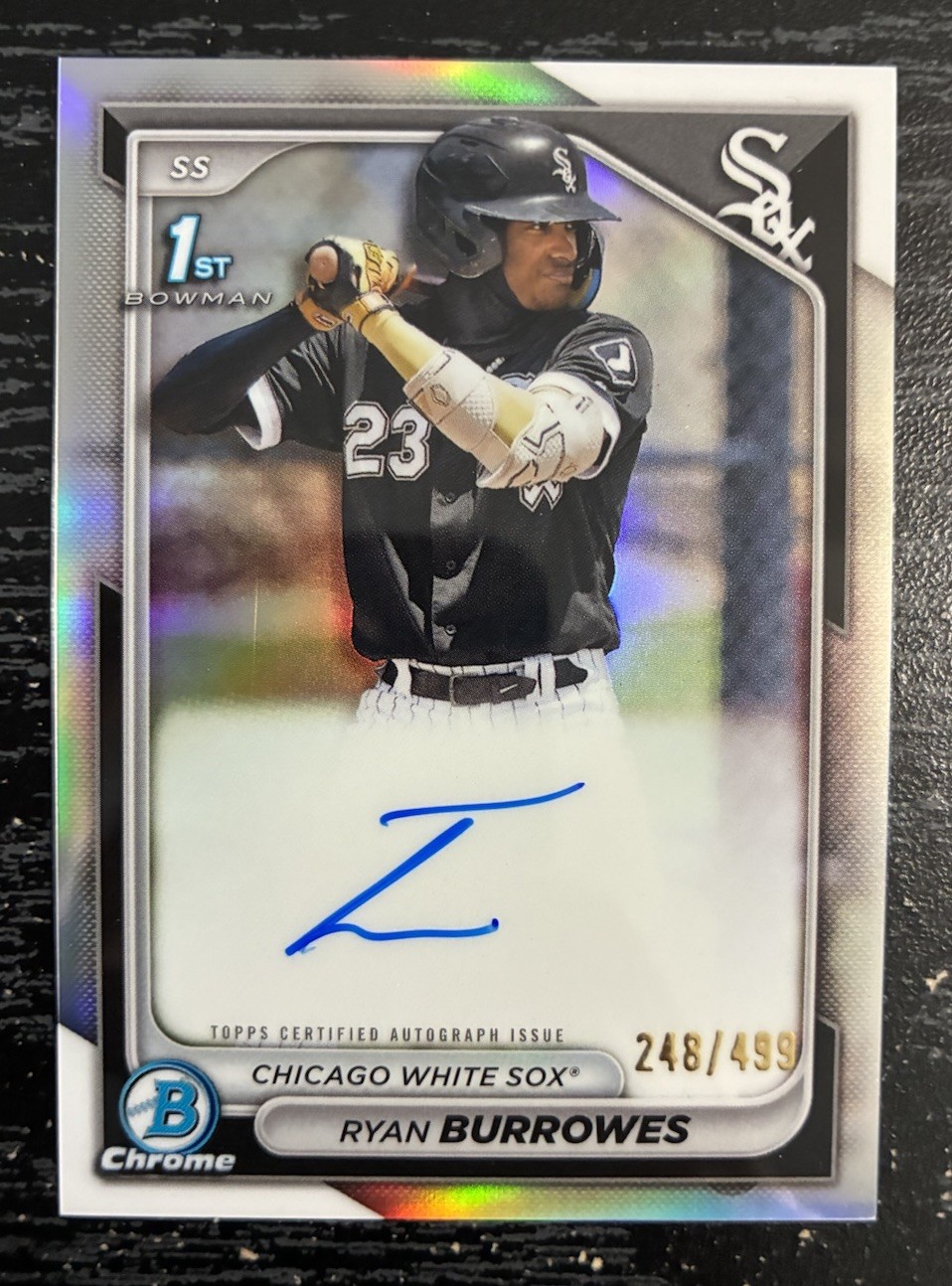 2024 Bowman Chrome 1st Ryan Burrowes Prospect Auto Refractor 1st /499 White Sox