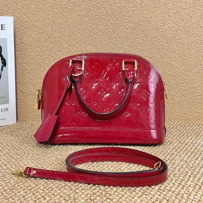 Louis Vuitton Alma Bb Monogram Vernis Shell Bag Cherry-Red Women #0M1G