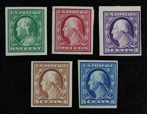 CKStamps: US Stamps Collection Scott#343-347 Mint H OG 3c Thin