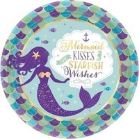 Gadget - Amscan: 8 Plates Mermaid Wishes Round Paper 23 Cm Sup -D- Amscan
