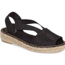 $120 Toni Pons Negro Estel Alpargata Slingback Plataforma Sandalia Talla EU37/US 6.5 USADO EN EXCELENTE ESTADO