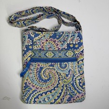Vera Bradley Hipster Crossbody Bag Blue/lime Green Floral Pattern Purse