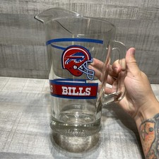 Vtg Rare Buffalo Bills Super Bowl Era 64 Oz Heavy Glass Beer Pitcher Free Ship