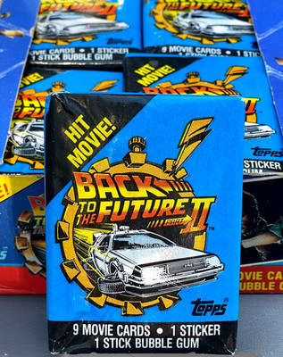 1989 TOPPS BACK TO THE FUTURE 2 Hit Movie   PACK 9 Cards 1 Sticker 1 Gum OVP 