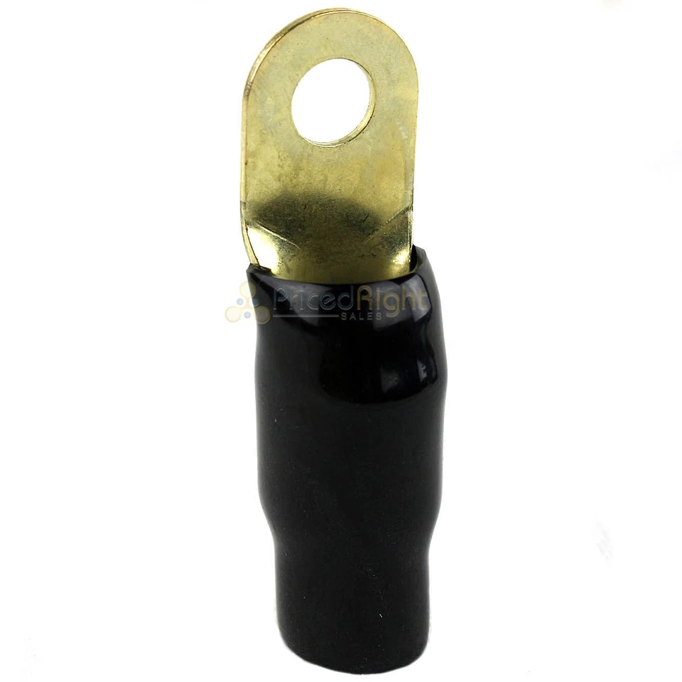 Bullz Audio Ring Terminals 1/0 Gauge 5/16" Hole Gold Plated Black 10 Pack BRT0B - Image 2 of 4