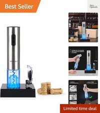 Elegant Rechargeable Electric Wine Opener with Foil Cutter - Silver
