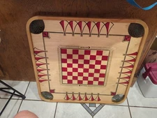 Carrom Double Sided Wooden Game Board 106 Checkers Vintage Man Cave Board Only