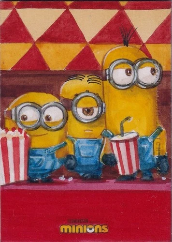 Despicable Me Stuart Bob Kevin Minions original sketchcard art AP León Braojos