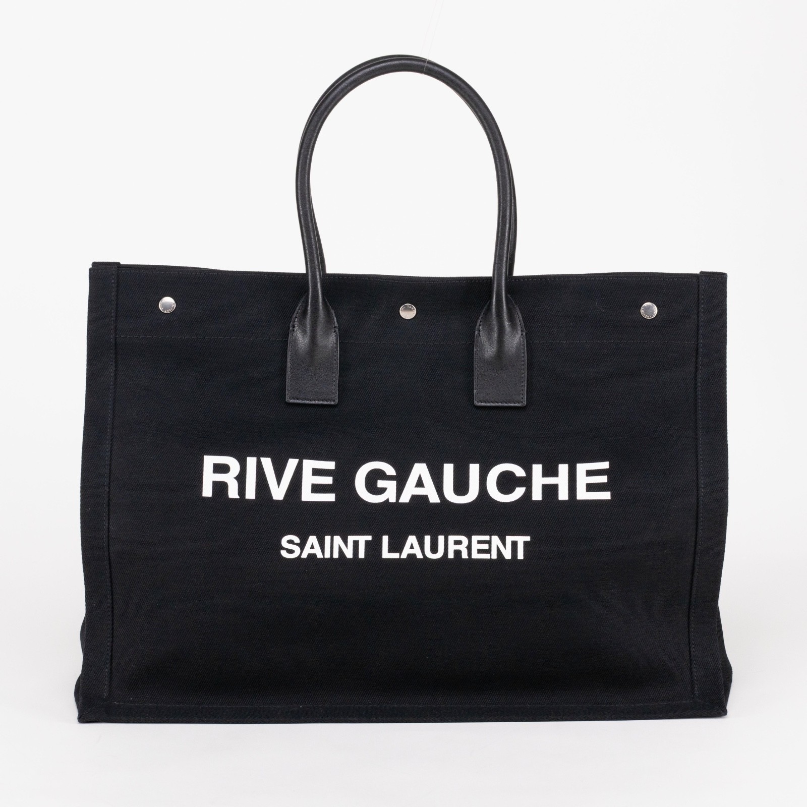 Borsa Saint Laurent Rive Gauche in tela bianca e nera