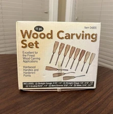 Wood Carving Chisel Tool Set - 11 Pieces Hardwood Handles Hardened Points 04855
