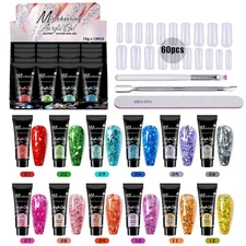 Poly Nail Gel Kit 12 PCS Diamond Poly Nail Gel Glitter Poly Nail Poly Extension