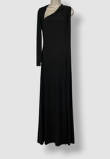 B A By Betsy  Adam Women's Black Asymmetric-Neck One-Sleeve Gown Dress Size 12