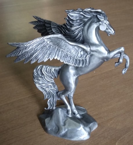 Vintage 1985 Hudson Pewter 4.5" Pegasus Winged Horse Statue – Signed "Sly"