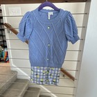 Janie and Jack Girls 2 Piece Blue Lemon Plaid Top & Skirt Set 2T — photo 1