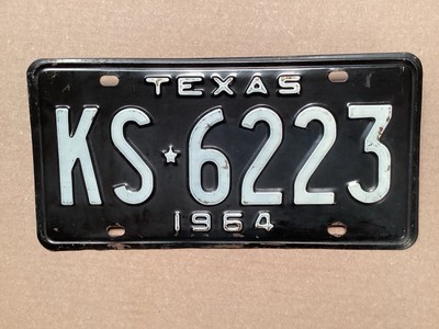 VINTAGE 1964 TEXAS LICENSE PLATE ORIGINAL KS 6223