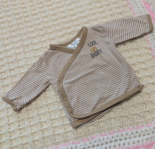 Baby Wickelshirt Langarm gestreift Beige/Wei�...