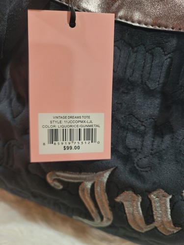 Juicy Couture Daydreamer 'Vintage Dreams' Tote Bag Liquorice/ Gunmetal New - Picture 5 of 5