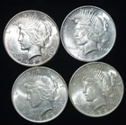 4 Peace Dollars - 1922-D - 1923 -1923-S - and 1926-S -  AU/Unc - Sliders
