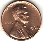1964 LINCOLN CENT IN BRILLIANT UNCIRCULATED CONDITION  stk 106