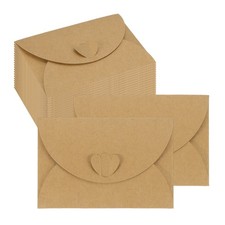 50 Pcs 4"x2.8" Gift Envelopes Cute Cards Holder with Heart Clasp Brown