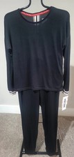 Muk Luks Size Small Black Butterknit Crew Neck  Jogger Lounge Set A701702 NWT