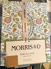 MORRIS & Co Sweet Briar Floral 60 x 102" Blue, Green Cotton Tablecloth -- NWT