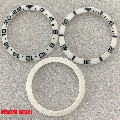 38MM Ceramic Watch Bezel Embossed White Watch Insert Repair Tools for Wristwatch