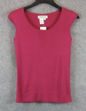 Coldwater Creek Fuchsia Silk Blend Sweater Knit Cap Sleeve Top Size XS NWT