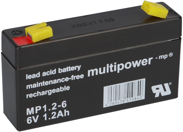 1X Multipower Blei-Akku MP1,2-6 Pb 6V 1,2Ah Faston 4,8Mm FG10121 NP1.2-6-image