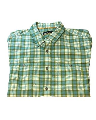 Orvis Men's L Tech Shirt Plaid 2Z45 Vented Fishing P2P 24'' w/ Sunglass Cloth