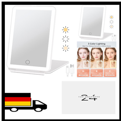FUNTOUCH Kosmetikspiegel mit Beleuchtung, Wiederaufladbarer Tragbarer