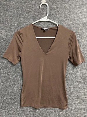 Express Blouse Top Womens XS Brown Stretch V Neck Streetwear Casual Outdoor