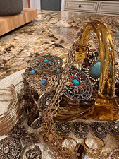 Women’s Fashion Mixed Jewelry Lot Mixed Metals Gold/Silver Glass Necklaces Rings