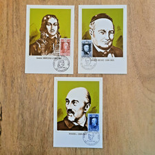 ⭐ FRANCE 3 Cartes FDC Maximum PERSONNAGES CELEBRES 1969 1er Jour Timbre Poste ⭐