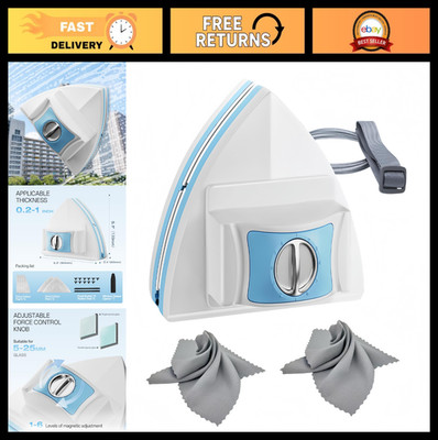 Double-Sided Magnetic Window Cleaner Tool, Adjustable Glass Wiper & 2 Microfiber
