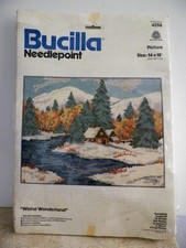 Vtg Bucilla Needlepoint Winter Wonderland Picture 4258 14" x 18" NIP Lake