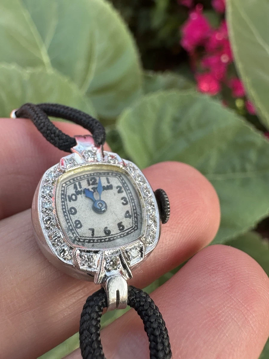 Waltham Platinum Diamond Vintage Handwind Watch Waltham Platinum and Diamond Art Deco Watch High Grade  main image 4
