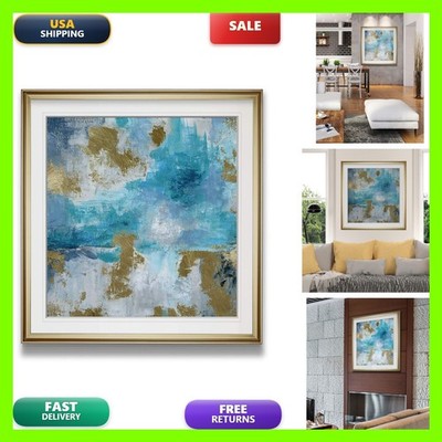 Renditions Gallery Abstract Artwork Blue Bombay Mid Century Decor Painting