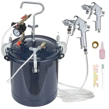 Spray Paint Pressure Pot Tank 10L/2.5gal 1.5mm+4.0mm Nozzles Dual SprayGun