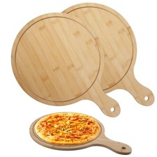 12 Inch Pizza Peel, 2 Pack Pizza Paddle Spatula, Multi-Purpose Natural Bamboo