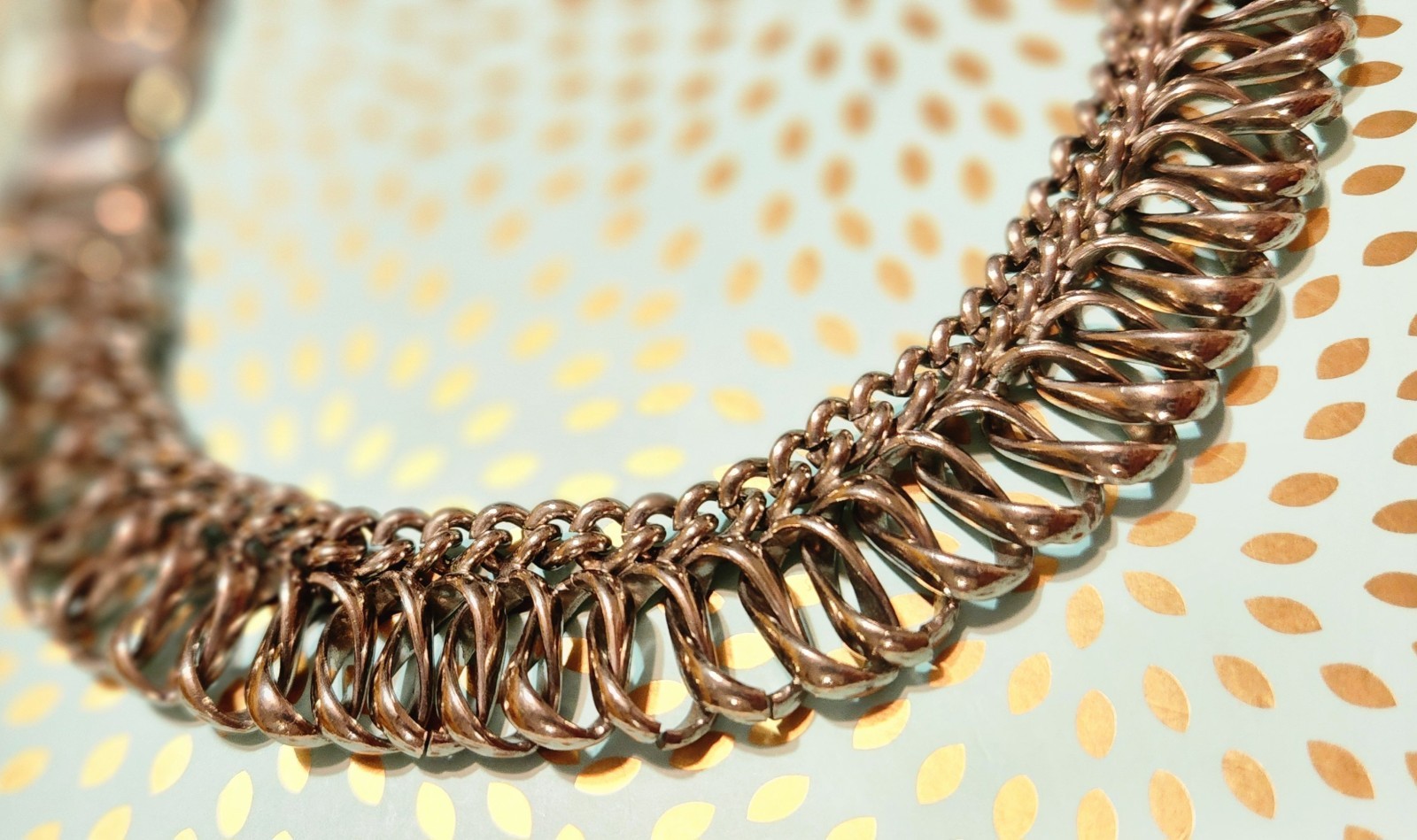 VTG Massive Chunky Silvertone Interlocking Chain … - image 8