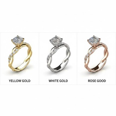 925 Silber plattiert glänzender Verlobungsring Bling Damen schönes Geschenk